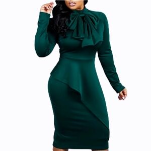 Elegant Green Bow-Tie Dress